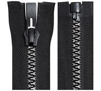 AERZETIX - C64190 - Lot de 3 Fermeture éclair/à glissière injectée séparable N°8 60 cm autobloquante - tirette déco en métal - couleur noir et argent - maille curseur mercerie vêtement couture