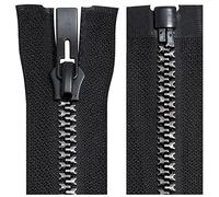 AERZETIX - C64192 - Fermeture éclair/à glissière injectée séparable N°8 70 cm autobloquante - tirette déco en métal - couleur noir et argent - maille curseur mercerie vêtement couture