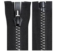 AERZETIX - C64193 - Fermeture éclair/à glissière injectée séparable N°8 75 cm autobloquante - tirette déco en métal - couleur noir et argent - maille curseur mercerie vêtement couture