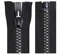 AERZETIX - C64194 - Fermeture éclair/à glissière injectée séparable N°8 80 cm autobloquante - tirette déco en métal - couleur noir et argent - maille curseur mercerie vêtement couture