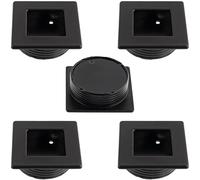 AERZETIX - C64299 - Lot de 5 poignées à encastrer carrées 46x46 mm Ø40 mm pour porte coulissante - meuble armoire placard tiroir décoration intérieur cuisine salon - en plastique - couleur noir mat