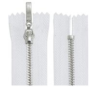 AERZETIX - C64665 - Lot de 2 Fermetures éclair/à glissière métalliques N°3 12 cm non séparable chromée - tirette déco - couleur blanc - maille curseur mercerie vêtement couture