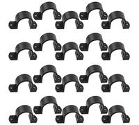 AERZETIX - C64961 - Lot de 20 Colliers de fixation/serrage en U à 2 trous pour tuyau Ø32 mm - en plastique - DIN3016 - attache-câble accroche fils mural à visser support plomberie - couleur noir