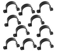 AERZETIX - C64964 - Lot de 10 Colliers de fixation/serrage en U à 2 trous pour tuyau Ø50 mm - en plastique - DIN3016 - attache-câble accroche fils mural à visser support plomberie - couleur noir