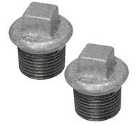 AERZETIX - C65031 - Lot de 2 Bouchons filetage mâle 3/8" à visser en fonte - finition zinguée - tuyau plomberie chauffage installation sanitaire d'eau alimentation système de traitement d'eau