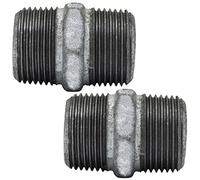 AERZETIX - C65071 - Lot de 2 Mamelon égal mâle-mâle 1"x1'' zingué - en fonte - raccord de tuyau fileté à visser double filetage - plomberie-chauffage travaux installation d'eau alimentation