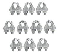 AERZETIX - C65291 - Lot de 10 Serre-câbles à étrier pour fil Ø5 mm DIN 741 - filetage M5 mm - attache câble - raccord chaîne - U boulon - clip câble metallique - en acier zingué - couleur argent