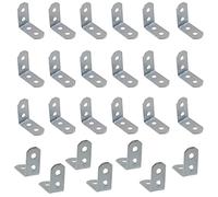 AERZETIX - C65774 - Lot de 25 Équerres d'assemblage 30x30x15x1.5 mm à angle droit à 4 trous - patte de montage fixation renforcement étagères meuble bois - en acier zingué - couleur argent