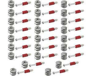 AERZETIX - C65852 - Lot de 25 ferrures d'assemblage à excentrique encastrée + 25 goujon Ø6x44 mm - pour panneau de 16 mm - en acier - menuisier ébéniste meuble bois MDF mélaminé placard tourillons