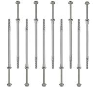 AERZETIX - C67144 - Lot de 10 Chevilles en Plastique Ø10x260 mm à collerette + 10 vis Ø7x270 mm autotaraudeuses à collerette à tête hexagonale Empreinte étoile TX40 - béton Brique perçage Fixation