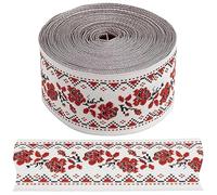 AERZETIX - C67791 - Bande ruban galon 4.5 mètres x 30 mm "motif fleurs rouges" - confection vêtements mercerie loisir créatif customisation décoration couture ornement - multicolore