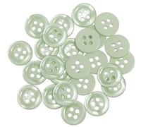 AERZETIX - C67926 - Lot de 25 Boutons à coudre ronds Ø11.5x2 mm à 4 trous 18L L18 avec bord - couleur vert clair - en plastique - ouverture 1.8 mm - fashion mercerie couture vêtements décoration