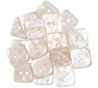 AERZETIX - C67964 - Lot de 20 Boutons à coudre en forme carré 14.5x14.5 mm à 2 trous - couleur écru - ouverture 2 mm - en plastique - mercerie vêtements couture confection tissu
