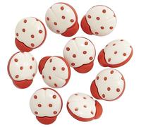 AERZETIX - C67975 - Lot de 10 Boutons à queue en forme de "coccinelle" à coudre - ouverture 2x3 mm - couleur rouge/blanc - en plastique - mercerie vêtements confection