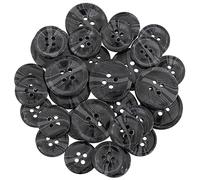 AERZETIX - C67984 - Lot de 10 grands + 20 petits Boutons à coudre ronds Ø20/Ø15 mm à 4 trous L32/L24 avec bord - couleur noir/gris - ouverture Ø2 mm - en plastique - mercerie