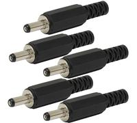AERZETIX - C69277 - Lot de 5 Connecteur adaptateurs fiche DC 1.0/3.8/9.5 mm Femelle Droit avec Manchon pour câble d'alimentation - à souder - Couleur Noir