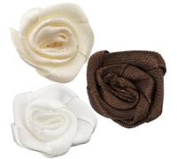AERZETIX - C69671 - Lot de 60 Roses artificielles 6x25 mm en Satin - Couleur Marron Blanc écru - Loisir créatif décoration boutonnières