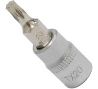 AERZETIX - C70987 - Douille tournevis embout de vissage étoile 1/4'' T20 37 mm - DIN 3120 - monobloc - clé à cliquet manuelle - en acier CR-V 6150 AISI S2 HRC 58-62 - finition nickelée
