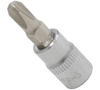 AERZETIX - C71005 - Douille tournevis monobloc 1/4'' PH3 x 37 mm pour vis cruciforme - DIN 3120 - embout pour clé à cliquet manuelle - en acier CR-V 6150 AISI S2 HRC 58-62 - finition nickelée