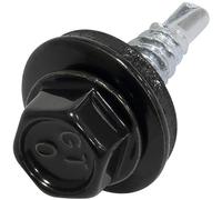 AERZETIX - C73103 - Lot de 80 Vis à tôle autoperceuses Ø4.8x20 mm + rondelle d'étanchéité EPDM - RAL 9005 - DIN 7504K - empreinte de la tête 8 mm hexagonale - en acier au carbone - finition zinguée