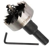 AERZETIX - C73291 - Scie-cloche en tôle Ø34 mm avec foret-guide HSS + clé hexagonale - scie trépan pour mandrin à mâchoires - en acier