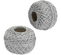 AERZETIX - C73413 - Lot de 2 Pelotes de cordon tressé 50 m x 1 mm fil brillant - couleur argent - rouleau fil ficelle métallisé décoration projets créatifs art emballage torsadé