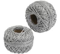 AERZETIX - C73416 - Lot de 2 Pelotes de cordon tressé 50 m x 2 mm fil brillant - couleur argent - rouleau fil ficelle métallisé décoration projets créatifs art emballage torsadé