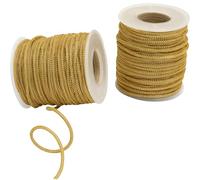 AERZETIX - C73422 - Lot de 2 Bobines de Cordon tressé Brillant 25 m x 3 mm - Couleur doré foncé sur Fond Blanc - Rouleau Fil Ficelle décoration projets créatifs Art Emballage