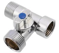 AERZETIX - C74964 - Vanne à 3 voies 1/2"x1/2"x3/4"- en laiton - finition nickelée - robinet l'eau sanitaire raccord lavabo salle de bain cuisine