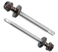 AERZETIX - C77447 - Lot de 40 Vis à tôle autoperceuses Ø5.5x60 mm + rondelle d'étanchéité EPDM - RAL 8017 - empreinte de la tête 8 mm hexagonale - en acier au carbone