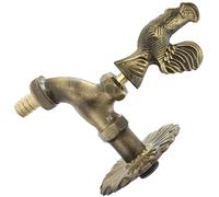 AERZETIX - Cannelle Murale Robinet d'Évier 1/2'' Coq à Manette Antique Rétro Décorative - Fontaine Ornement Salle de Bain Vintage Robinetterie Jardin - en Laiton Vieilli