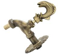 AERZETIX - Cannelle Murale Robinet d'Évier 1/2'' Poisson à Manette Antique Rétro Décorative - Fontaine Ornement Salle de Bain Vintage Robinetterie Jardin - en Laiton Vieilli