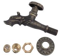 AERZETIX - Cannelle Murale Robinet d'Évier 1/2'' Tête Dragon Antique Rétro Décorative à Croisillon Rond - Fontaine Salle de Bain Vintage Robinetterie Jardin - en Laiton Vieilli Noir