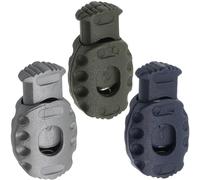 AERZETIX - Ensemble de 12 Bloque-cordons à 1 trou avec ressort - ouvertures 6 mm - couleur argent bleu foncé vert foncé - en plastique - créations DIY loisirs créatifs ajustement lacets vêtements