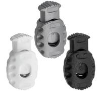 AERZETIX - Ensemble de 12 Bloque-cordons à 1 trou avec ressort - ouvertures 6 mm - couleur blanc noir argent - en plastique - créations DIY loisirs créatifs ajustement lacets vêtements