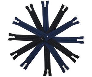 AERZETIX - Ensemble de 12 fermetures éclair spirales N°5 16 cm non-séparables de couleur bleu foncé et noir avec tirette décorative pour couture créations textiles projets créatifs vestimentaire