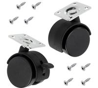 AERZETIX - Ensemble de 2 Roues de meubles à double galet rotatives à 360° avec frein + 2 roulettes pivotantes à double galet + 18 vis Ø4x16 mm | platine de fixation 38x38 mm | charge 25 kg