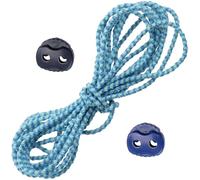 AERZETIX Ensemble de 3 m d’élastique rond décoratif Ø4 mm bleu ciel et bleu / 6 bloque-cordons ovales bleu foncé et 6 de couleur bleu à 2 ouvertures Ø4.5 mm