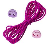 AERZETIX Ensemble de 3 m d’élastique rond décoratif Ø4 mm rose pétillant et violet / 6 bloque-cordons ovales lilas et 6 de couleur rose à 2 ouvertures Ø4.5 mm