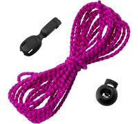 AERZETIX Ensemble de 3 m d’élastique rond décoratif Ø4 mm violet et rose-étincelant / 6 bloque-cordons ovales Ø16 mm à 1 trou et 6 embouts de cordon pliables 19 mm noir