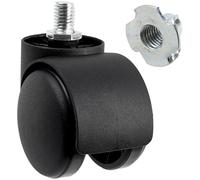 AERZETIX - Ensemble de 4 Roues roulettes de meubles M10x13 mm Ø50 rotatives à 360° double galet + 4 écrous à griffes à frapper M10x13 | capacité de charge 40 kg