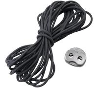 AERZETIX | Ensemble de 5 m d'élastique rond Ø3 mm de couleur gris anthracite + 10 bloque-cordons ovales argent en plastique à 2 passages Ø4.5 mm