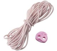 AERZETIX | Ensemble de 5 m d'élastique rond Ø3 mm de couleur rose cendré + 10 bloque-cordons ovales roses en plastique à 2 passages Ø4.5 mm