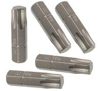 AERZETIX K41275 Lot de 5 embouts de vissage 1/4'' à empreinte étoile T40 6 pans/longueur 25 mm/outil de serrage liquet tournevis visseuse douille quincaillerie mécanique/en acier S2