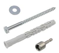 AERZETIX - Kit de 10 chevilles à collerette biseautée Ø10x100 mm en nylon + 10 vis tirefond Ø7x100 mm + 10 rondelles larges pour boulon M8 + 1 douille embout de vissage à 6 pans creux 1/4 SW12