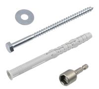 AERZETIX - Kit de 10 chevilles à collerette biseautée Ø10x120 mm en nylon + 10 vis tirefond Ø7x120 mm + 10 rondelles larges pour boulon M8 + 1 douille embout de vissage à 6 pans creux 1/4 SW12