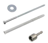 AERZETIX - Kit de 10 chevilles à collerette biseautée Ø10x180 mm en nylon + 10 vis tirefond Ø7x180 mm + 10 rondelles larges pour boulon M8 + 1 douille embout de vissage à 6 pans creux 1/4 SW12