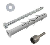 AERZETIX - Kit de 10 chevilles à collerette biseautée Ø12x100 mm en nylon + 10 vis tirefond Ø8x100 mm + 10 rondelles larges pour boulon M8 + 1 douille embout de vissage à 6 pans creux 1/4 SW13