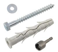 AERZETIX - Kit de 10 chevilles à collerette biseautée Ø12x80 mm en nylon + 10 vis tirefond Ø8x80 mm + 10 rondelles larges pour boulon M8 + 1 douille embout de vissage à 6 pans creux 1/4 SW13