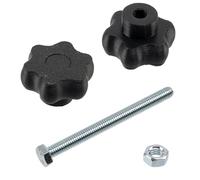 AERZETIX - Kit de 12 boutons molettes poignées de serrage M6 en forme d'étoile en plastique noir + 6 vis M6x70 mm à 6 pans et 6 écrous M6 hexagonaux | plage de serrage maximale 41 mm